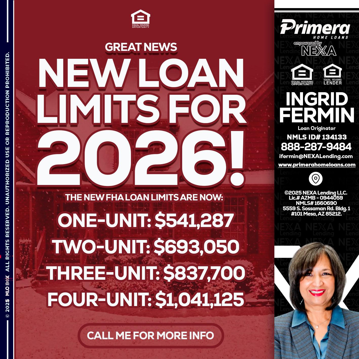 loan limits - Ingrid Fermin -Loan Originator