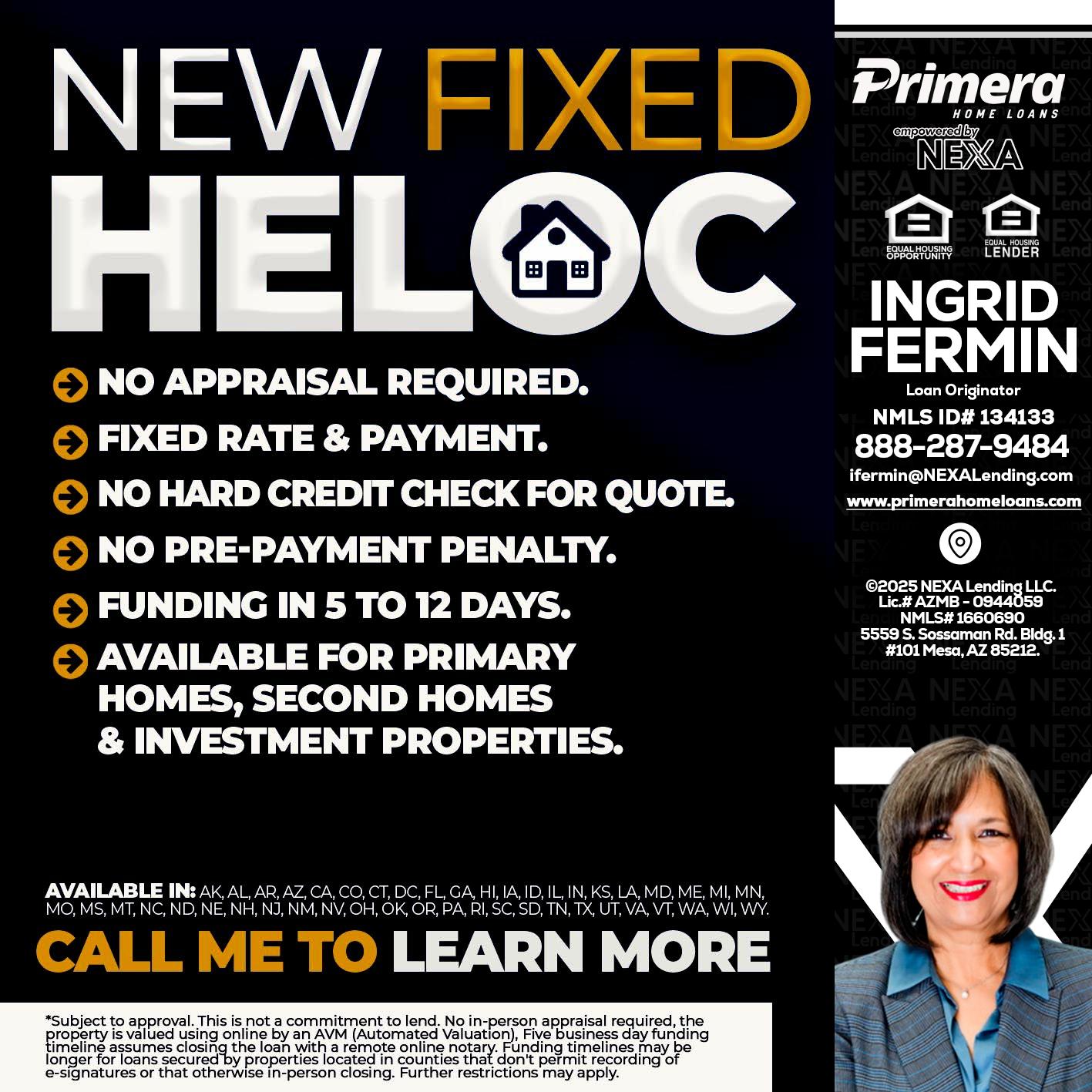 HELOC - Ingrid Fermin -Loan Originator