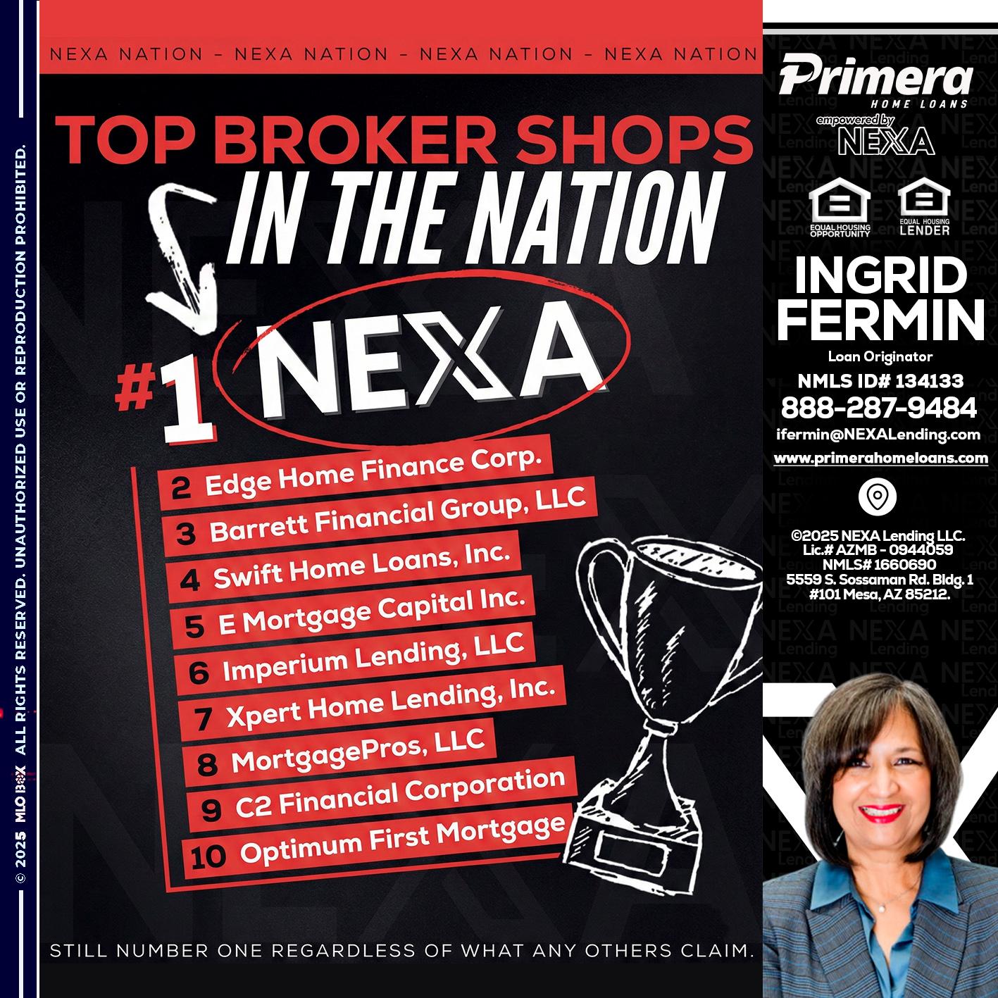 top broker - Ingrid Fermin -Loan Originator