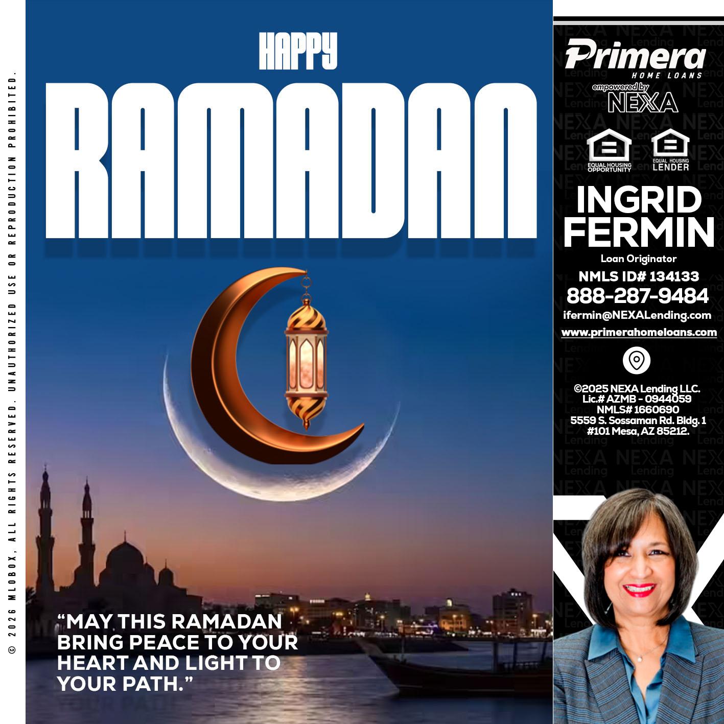 RAMADAN - Ingrid Fermin -Loan Originator