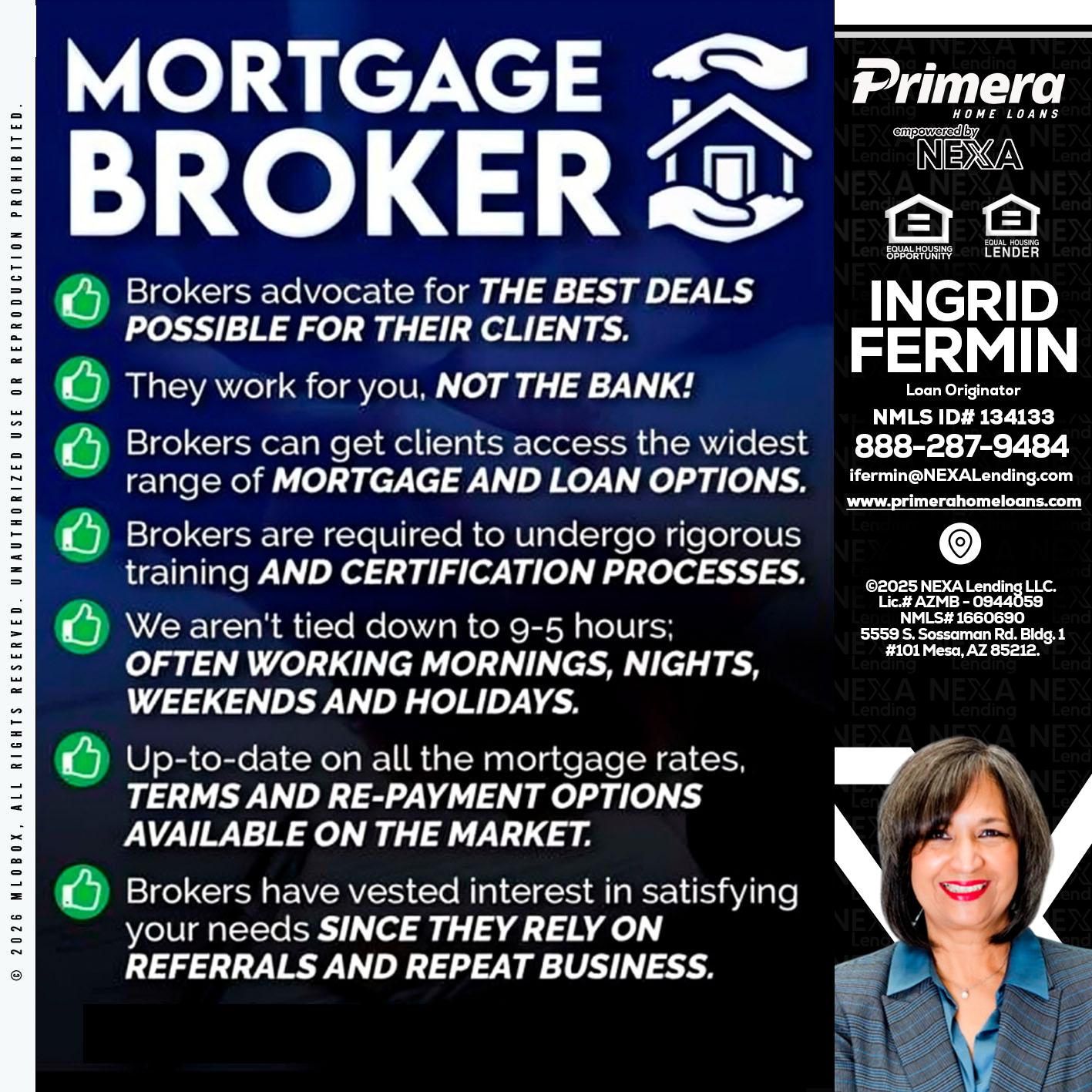 MORTGAGE BROKER - Ingrid Fermin -Loan Originator