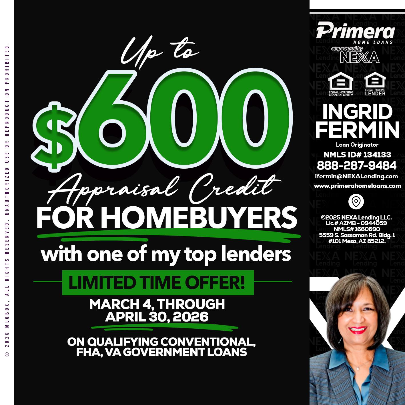 up to $600 - Ingrid Fermin -Loan Originator
