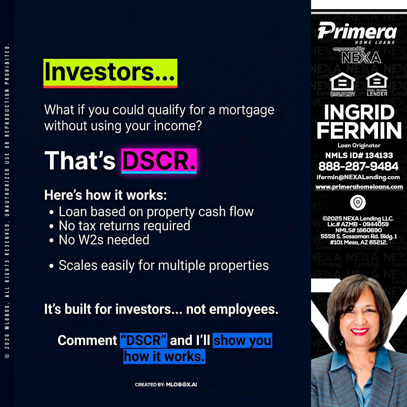 INVESTORS - Ingrid Fermin -Loan Originator