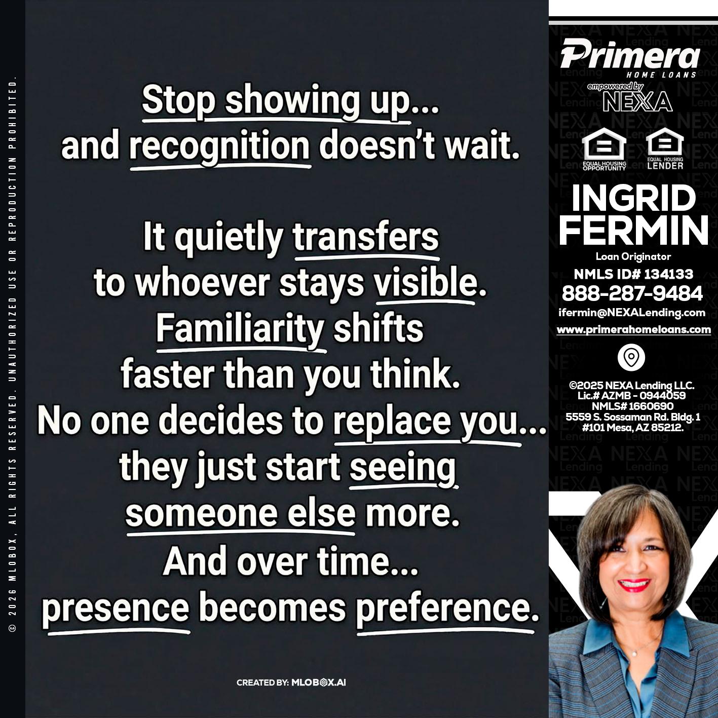 STOP SHOWING - Ingrid Fermin -Loan Originator