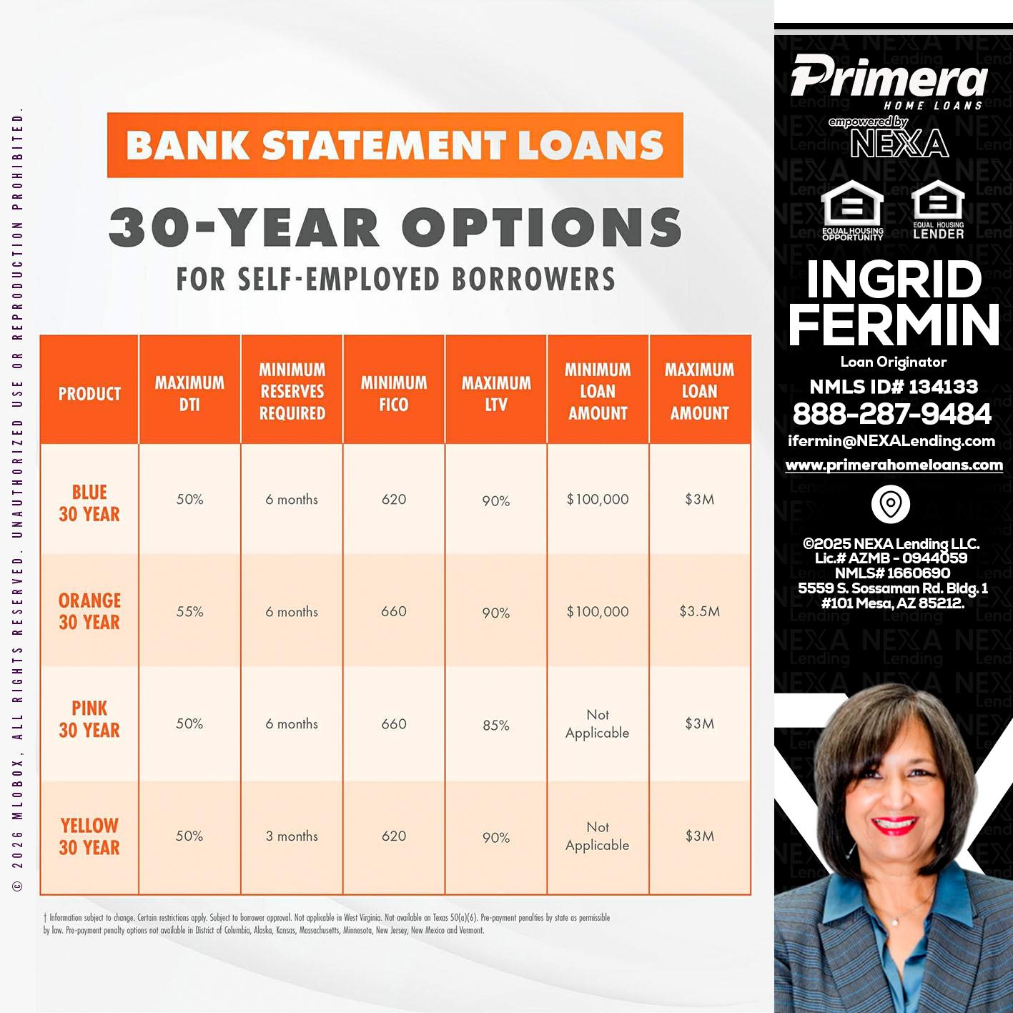 30 YEARS OPTIONS - Ingrid Fermin -Loan Originator