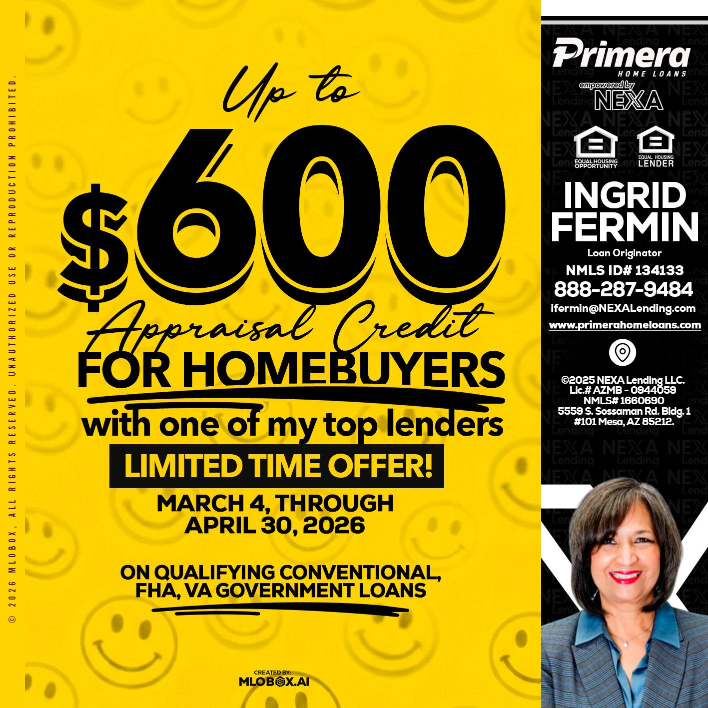 UP TO 600 - Ingrid Fermin -Loan Originator