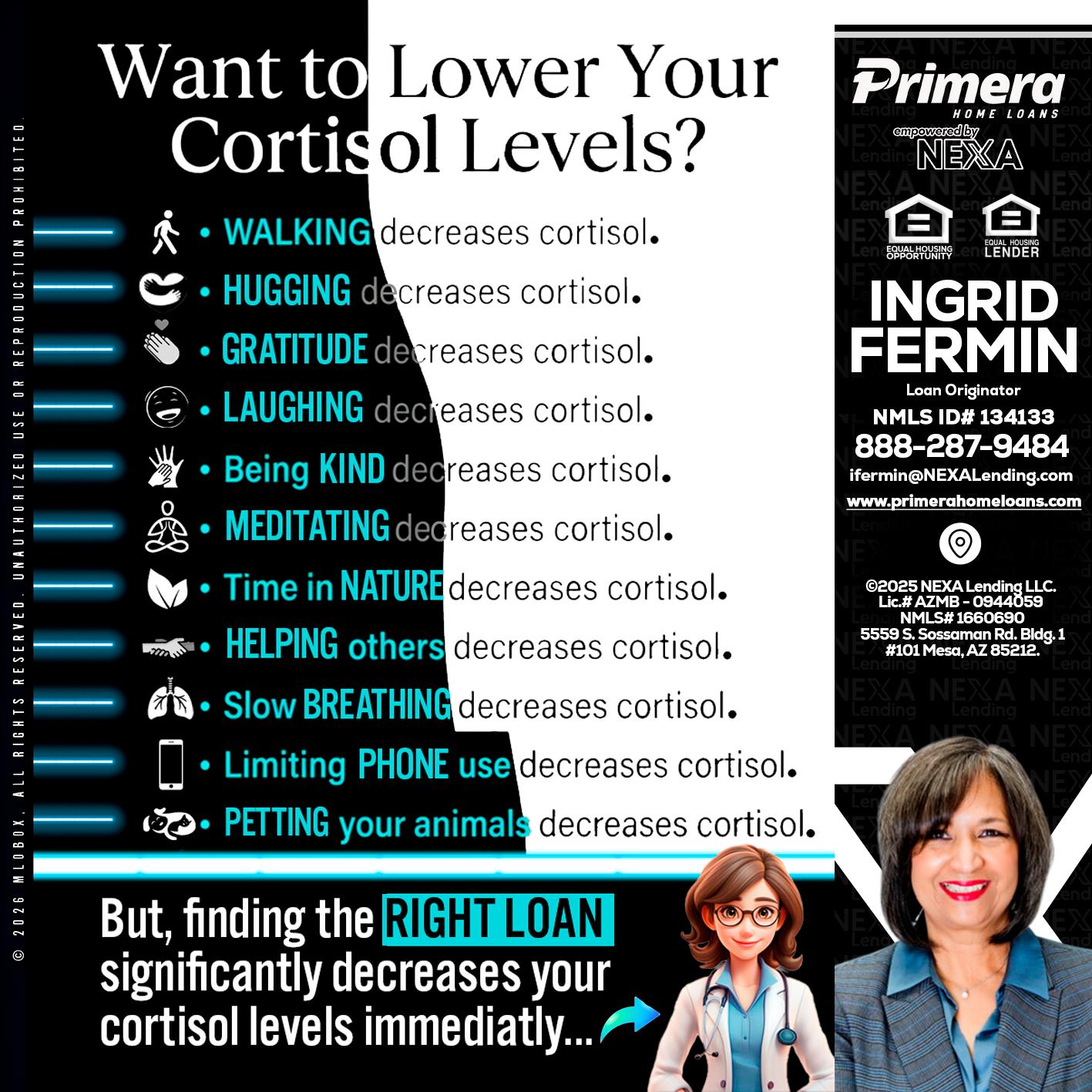 Want to lower Your Cortisol Levels? - Ingrid Fermin -Loan Originator