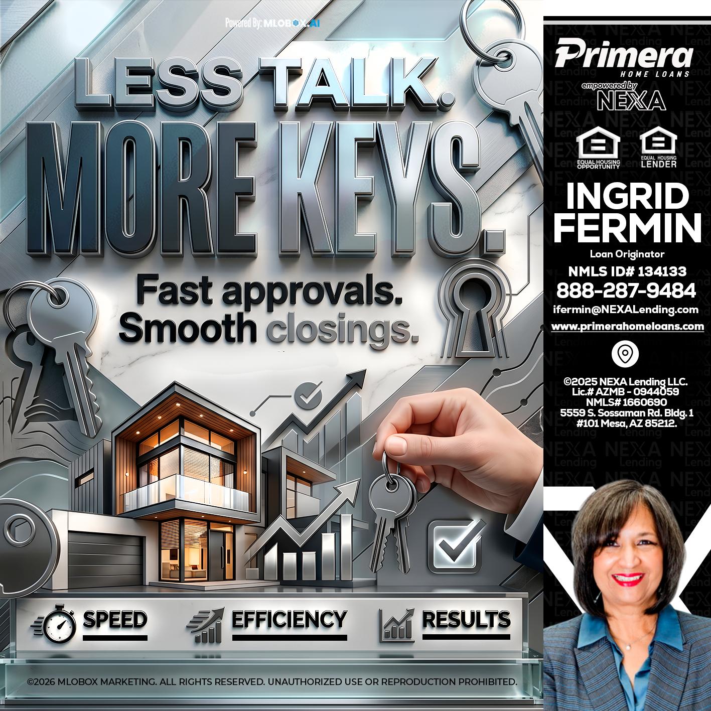 LESS TALK, MORE KEYS! - Ingrid Fermin -Loan Originator