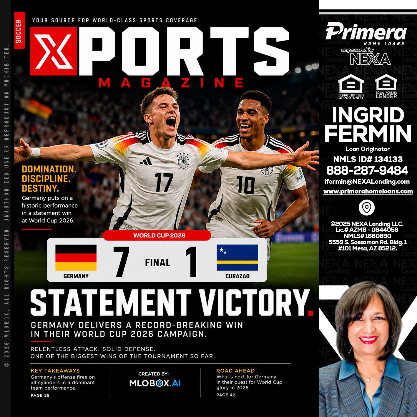 GERMANY VS CURASSAO (7-1) - Ingrid Fermin -Loan Originator
