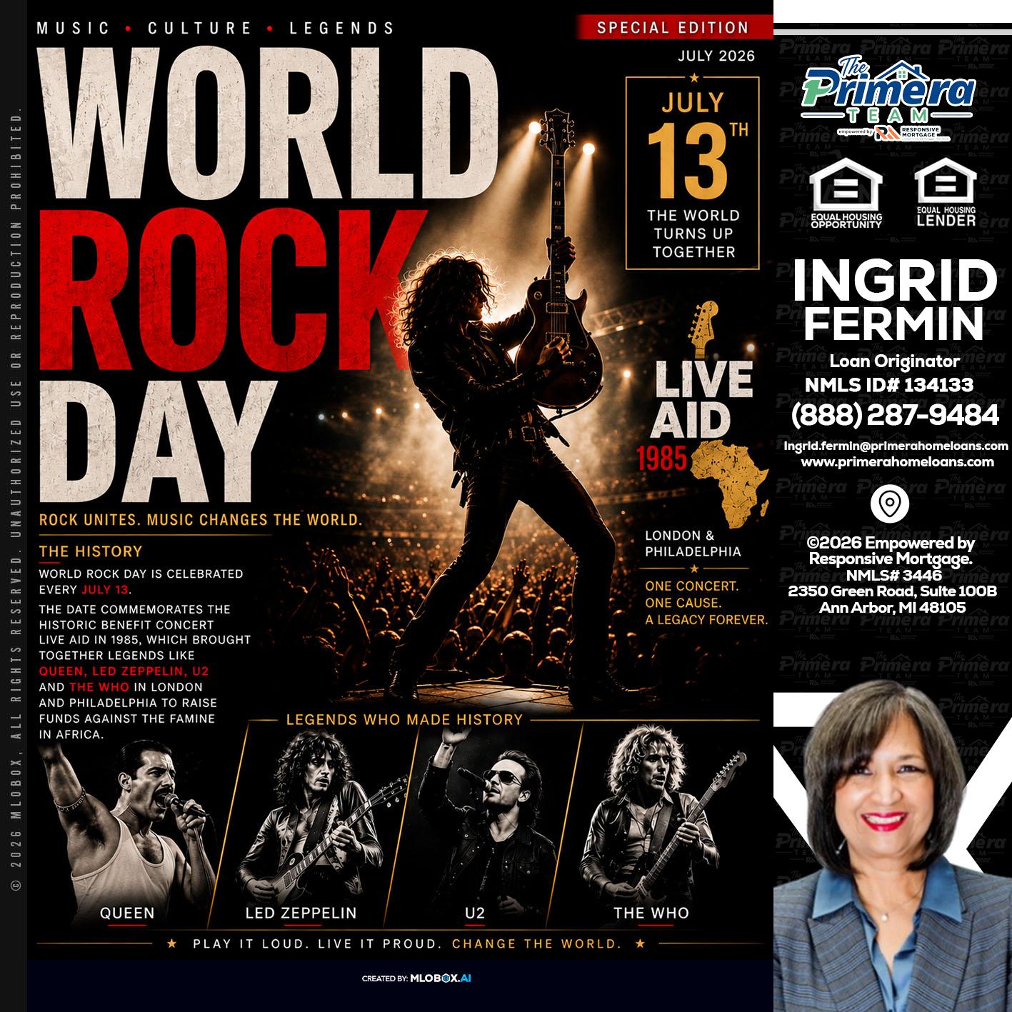 WORLD ROCK MUSIC DAY - Ingrid Fermin -Loan Originator