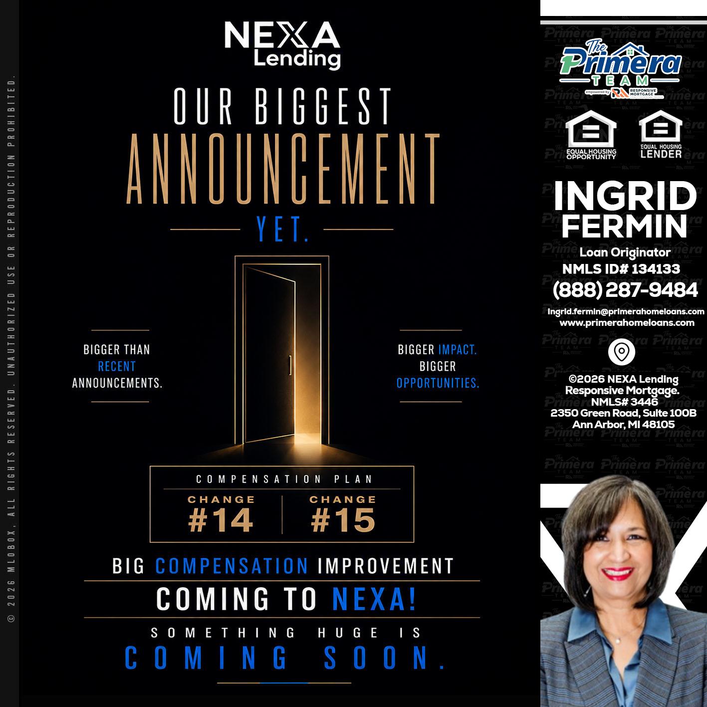ANNOUNCEMENT - Ingrid Fermin -Loan Originator