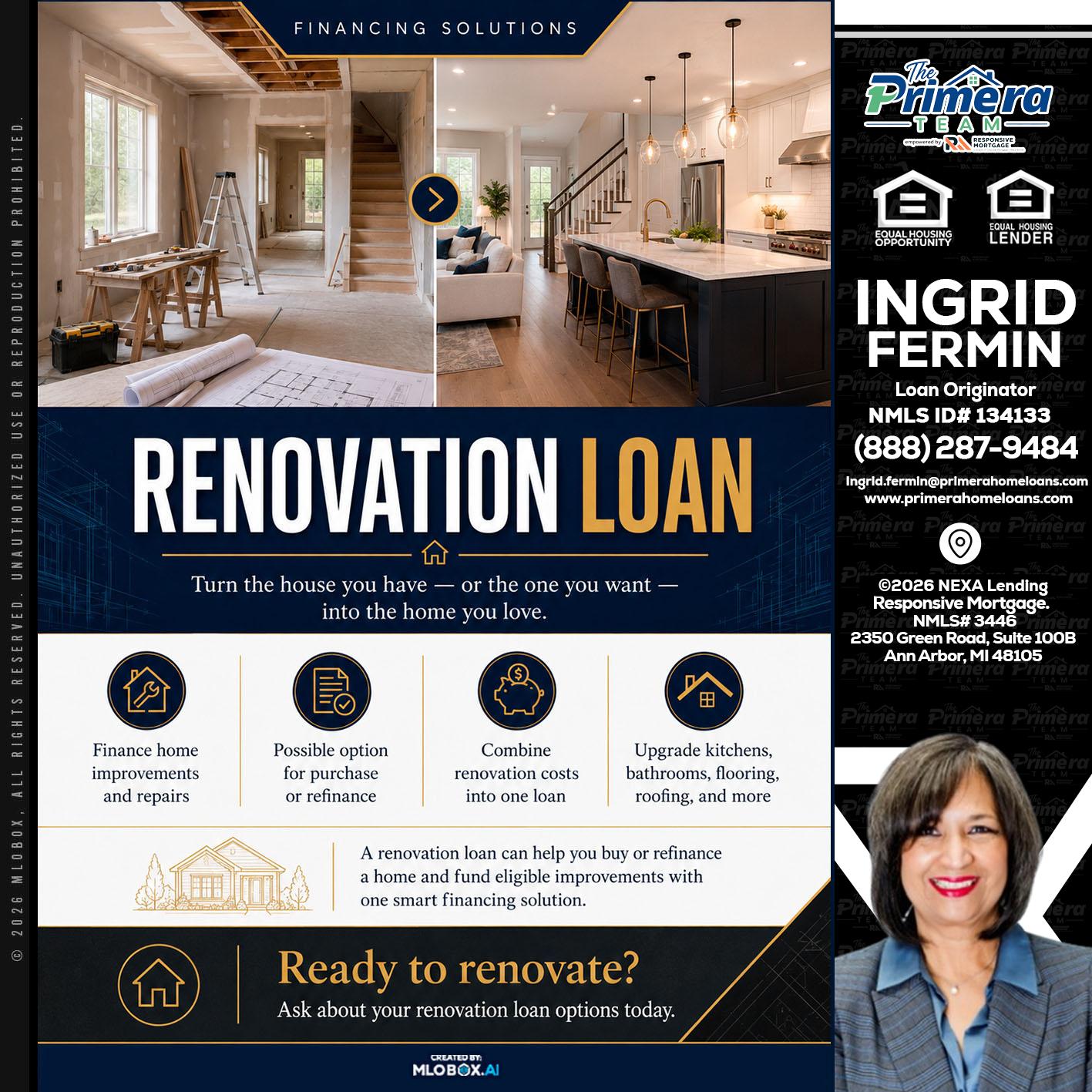 RENOVATION LOAN - Ingrid Fermin -Loan Originator